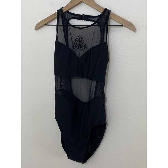 Danskin Other - Vintage 80s DANSKIN Black Mesh One Piece Medium Swim Suit